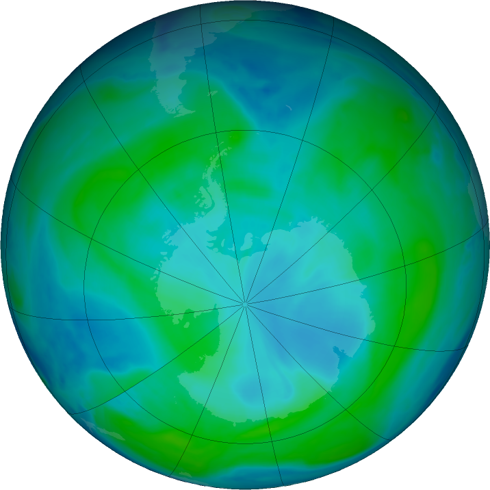 Antarctic ozone map for 27 January 2024